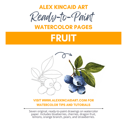 Ready-to-Paint Watercolor Pages: Fruit