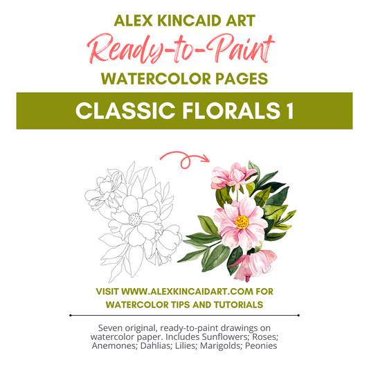 Ready-to-Paint Watercolor Pages: Classic Florals