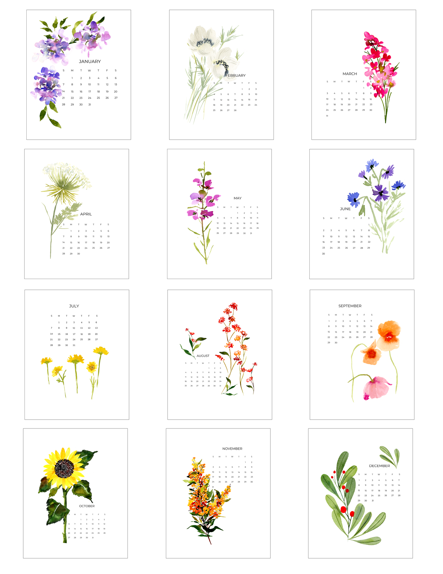 2024 Watercolor Calendar