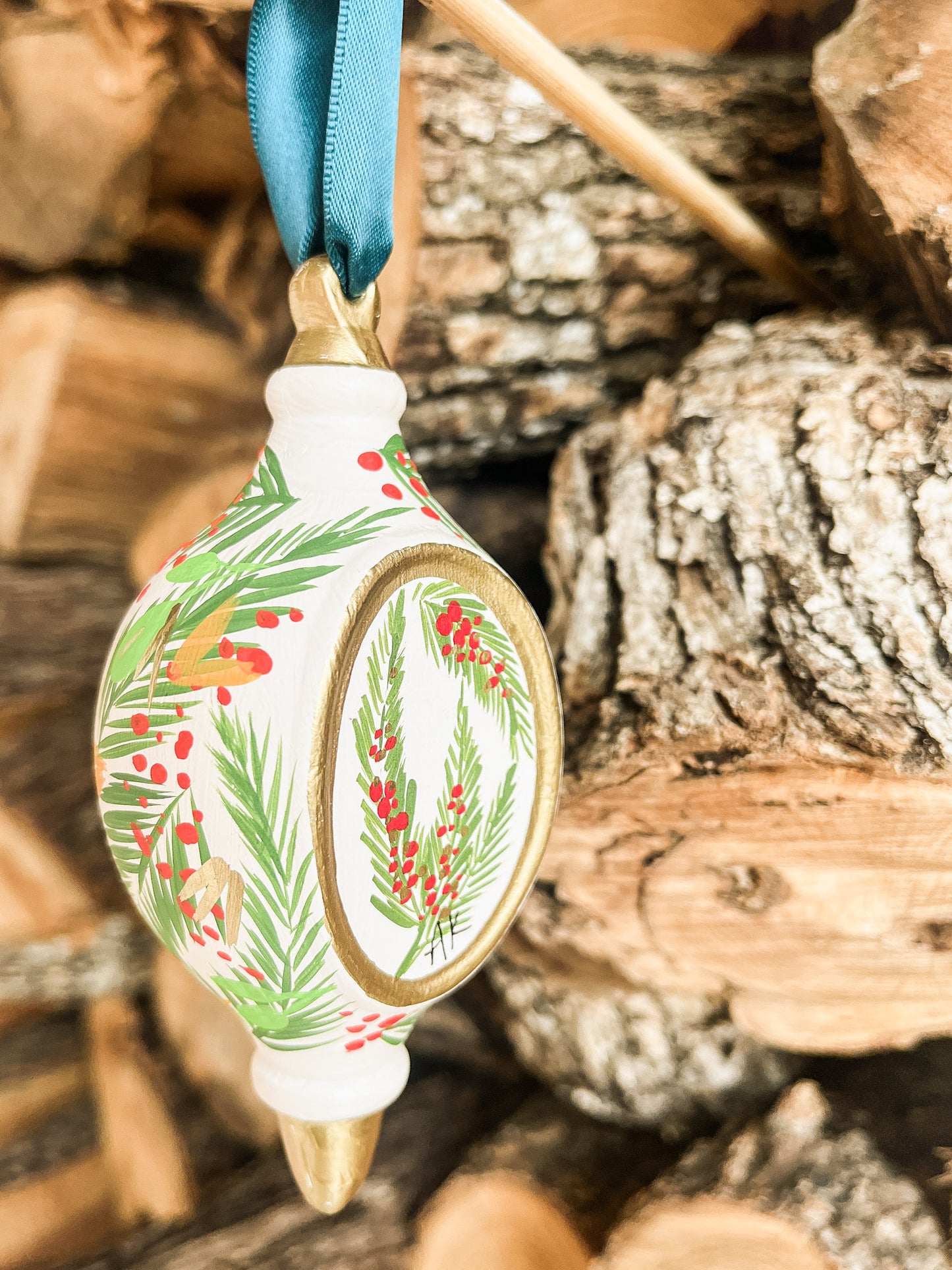 Classic Christmas (White)| Tear-drop 2023 Hand-Painted Christmas Ornaments