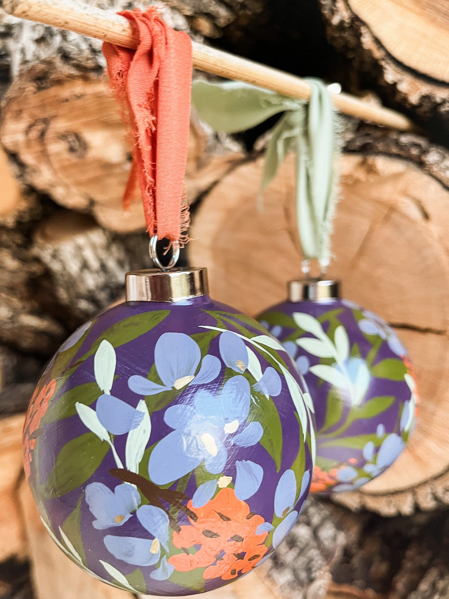 Hydrangea in Fig | Globe 2023 Hand-Painted Christmas Ornaments