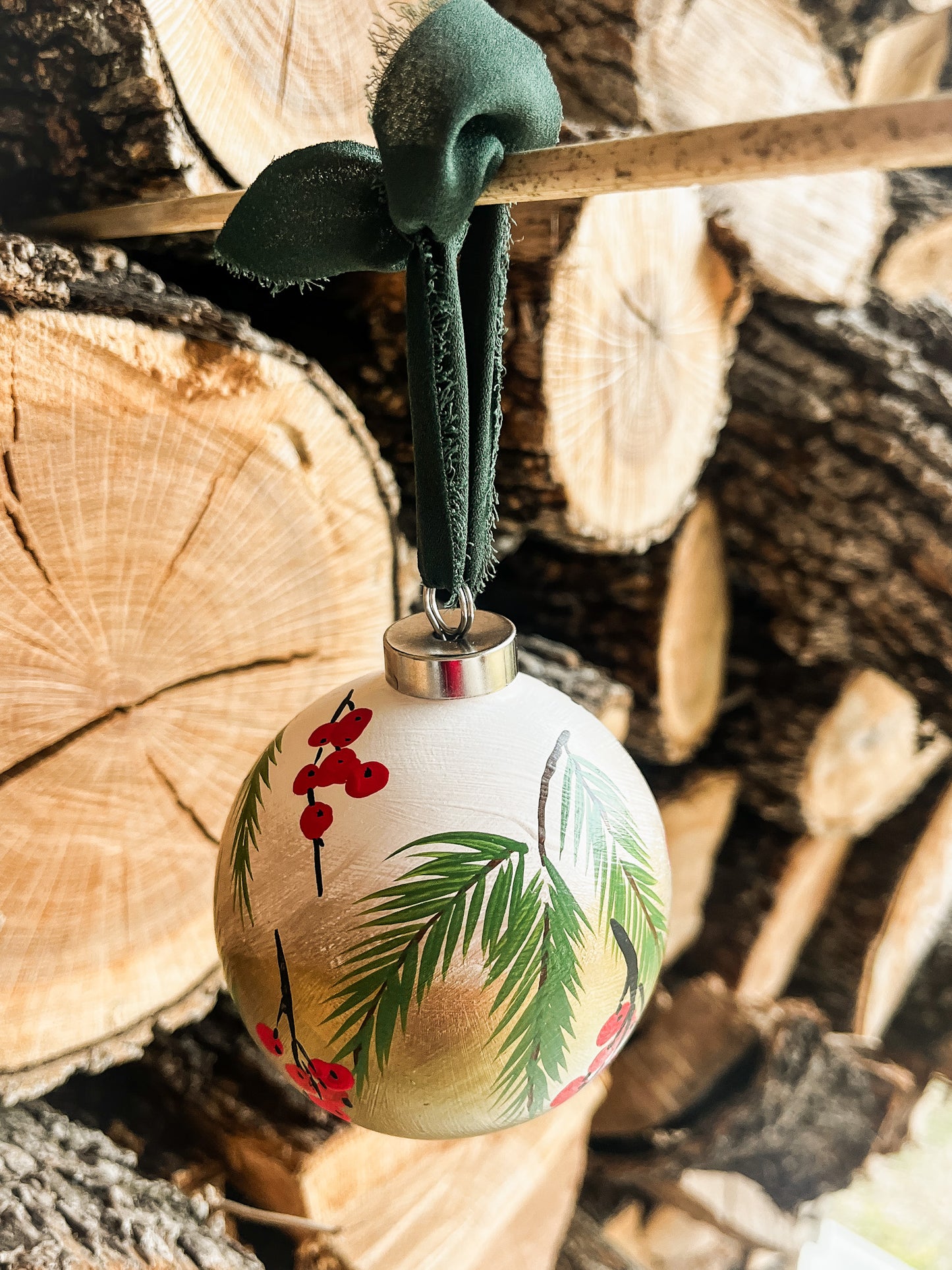Classic Christmas (White)| Globe 2023 Hand-Painted Christmas Ornaments