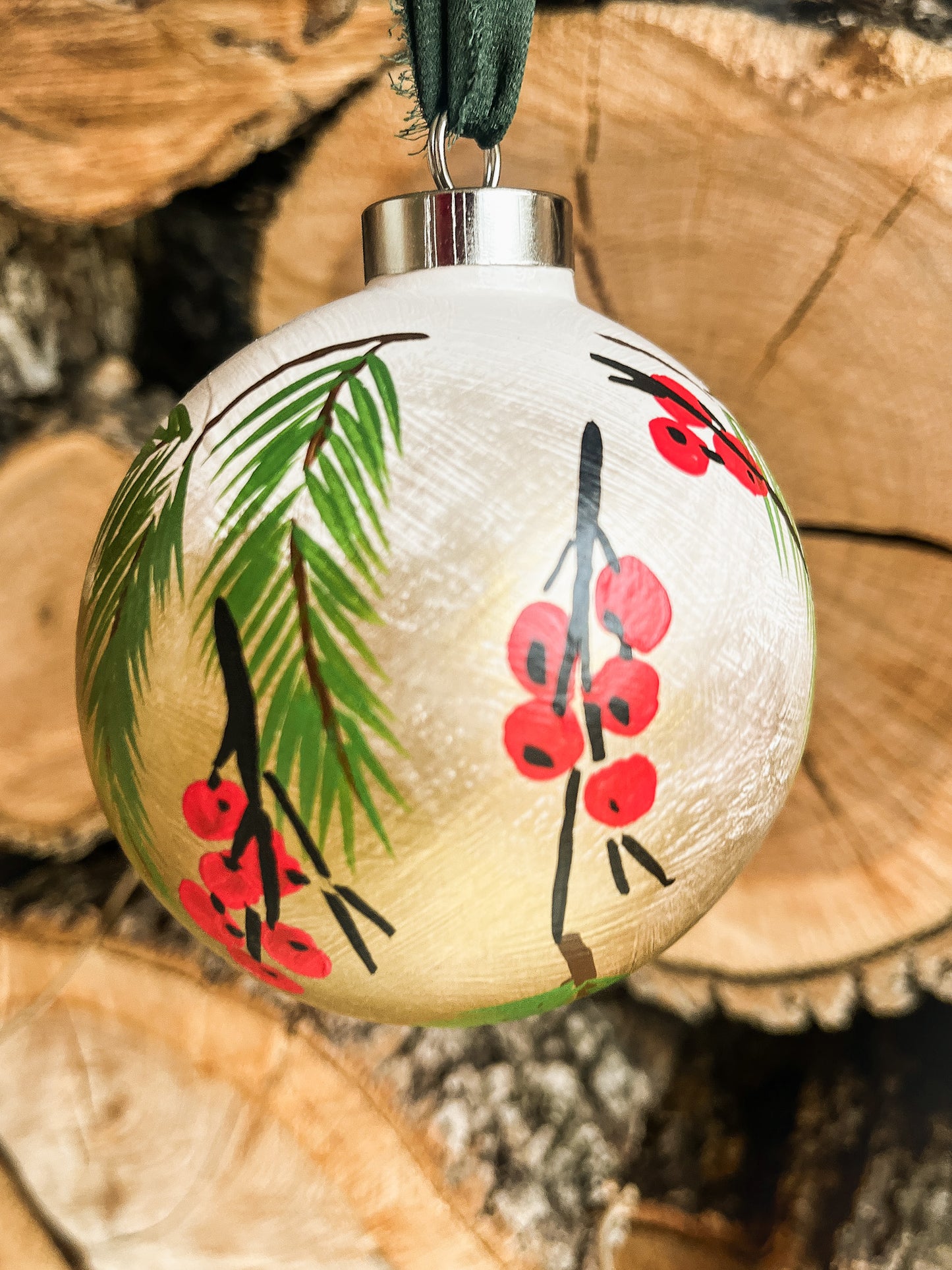 Classic Christmas (White)| Globe 2023 Hand-Painted Christmas Ornaments