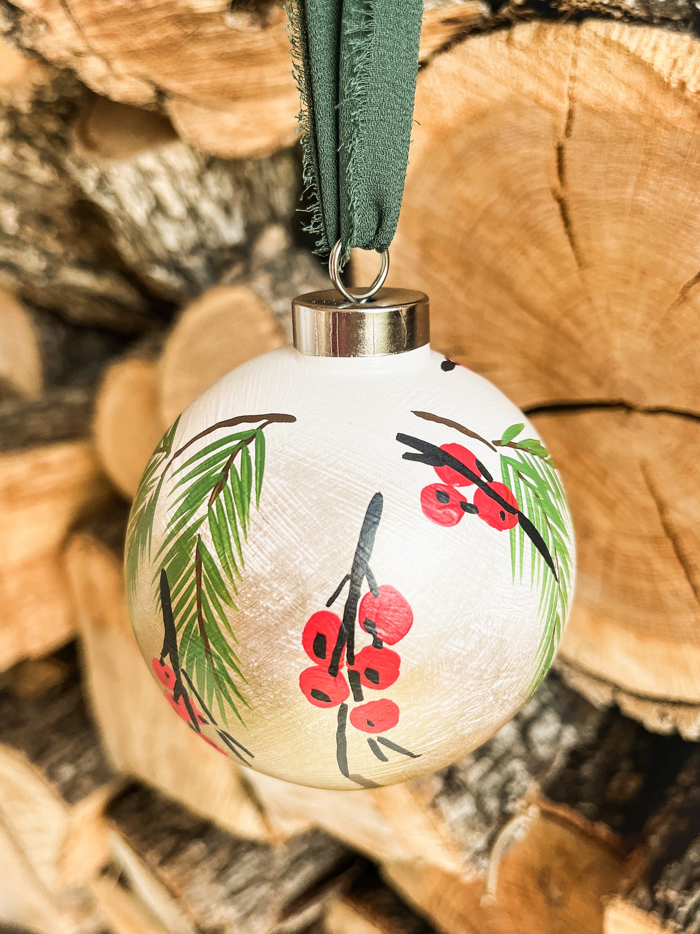 Classic Christmas (White)| Globe 2023 Hand-Painted Christmas Ornaments