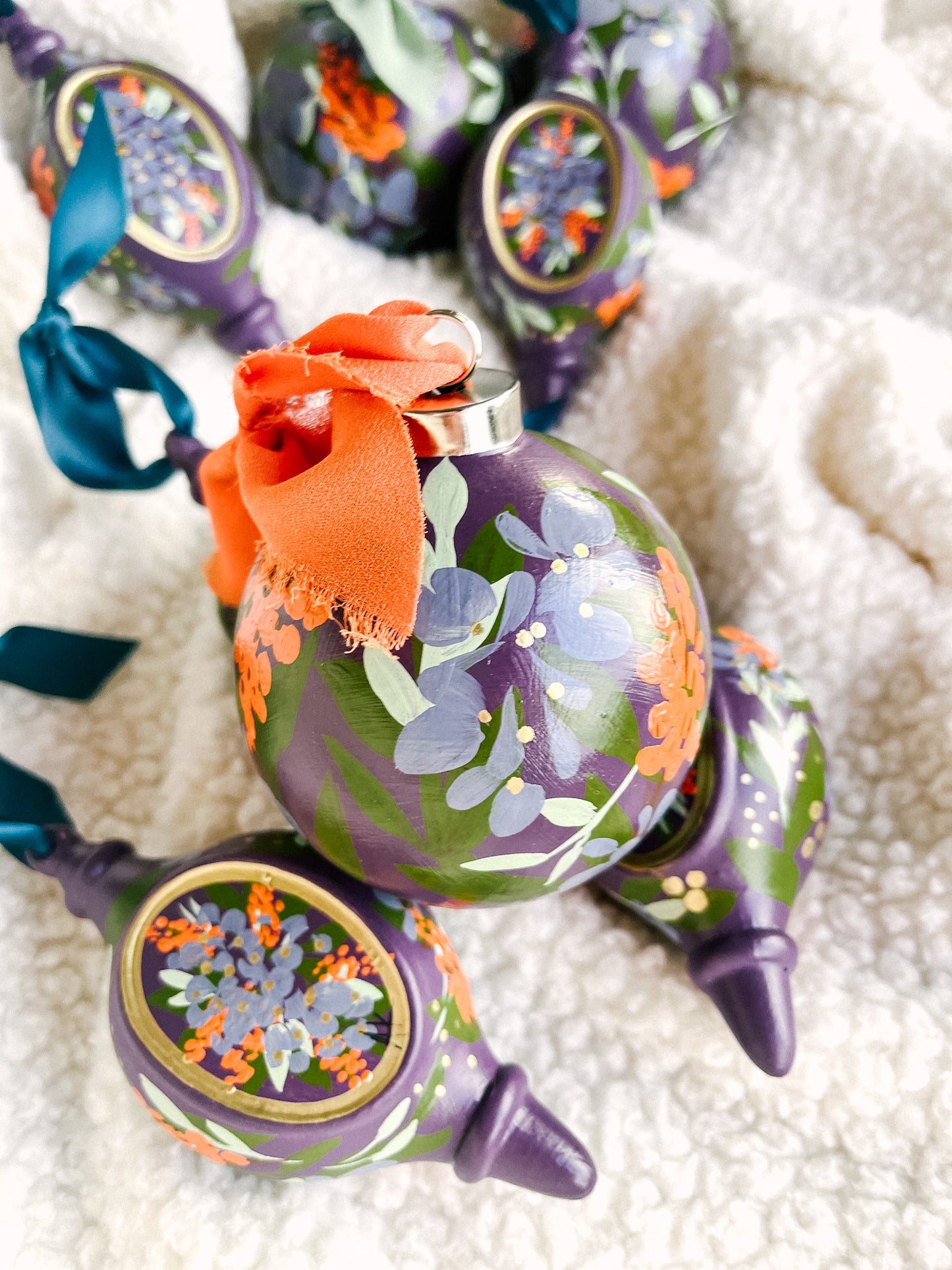 Hydrangea in Fig | Globe 2023 Hand-Painted Christmas Ornaments