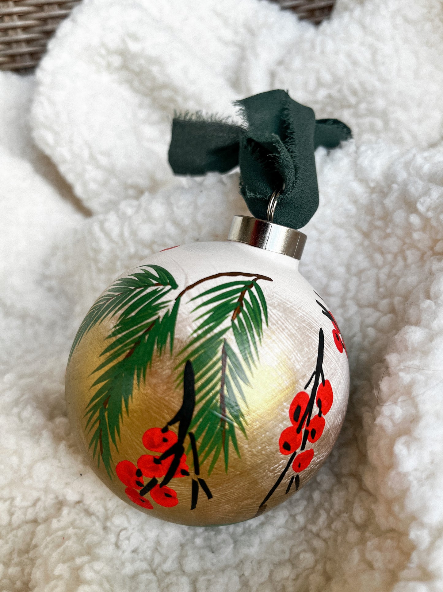 Classic Christmas (White)| Globe 2023 Hand-Painted Christmas Ornaments