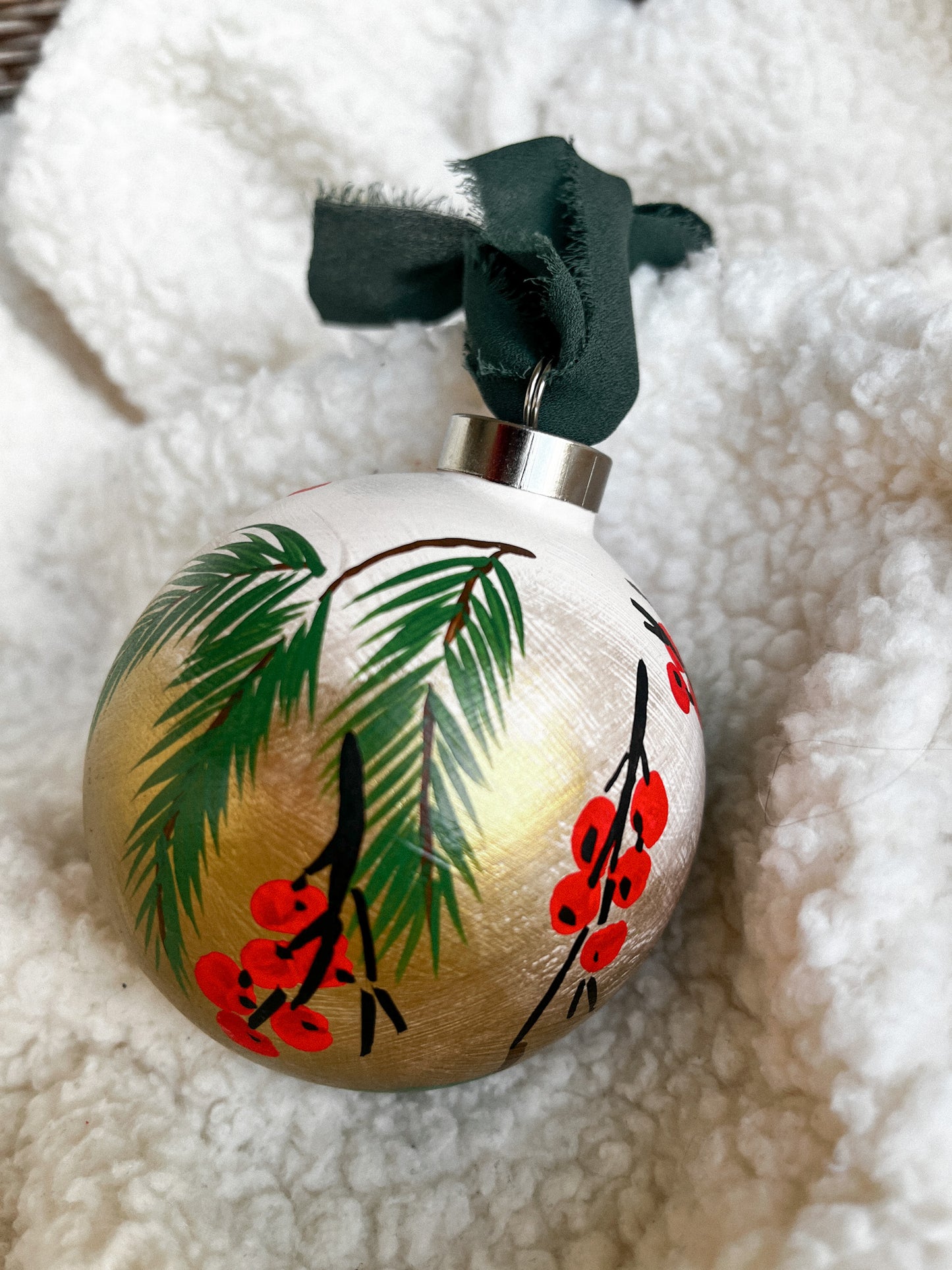 Classic Christmas (White)| Globe 2023 Hand-Painted Christmas Ornaments