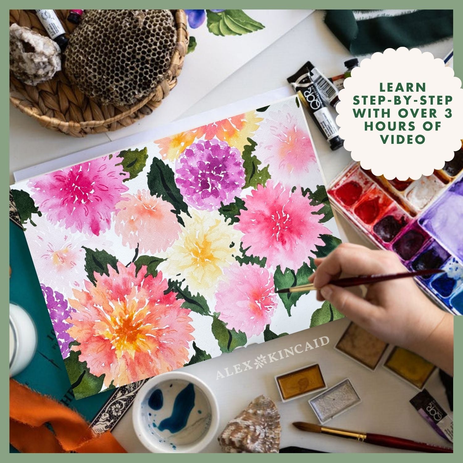 Watercolor Dahlias: Full Floral Watercolor Course