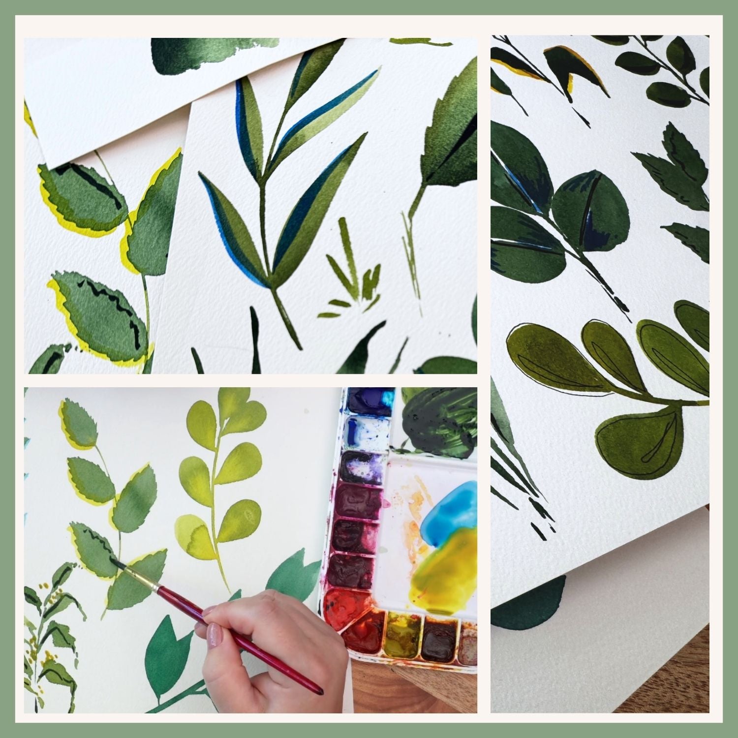 Five Freehand Leaves: Watercolor Tutorial