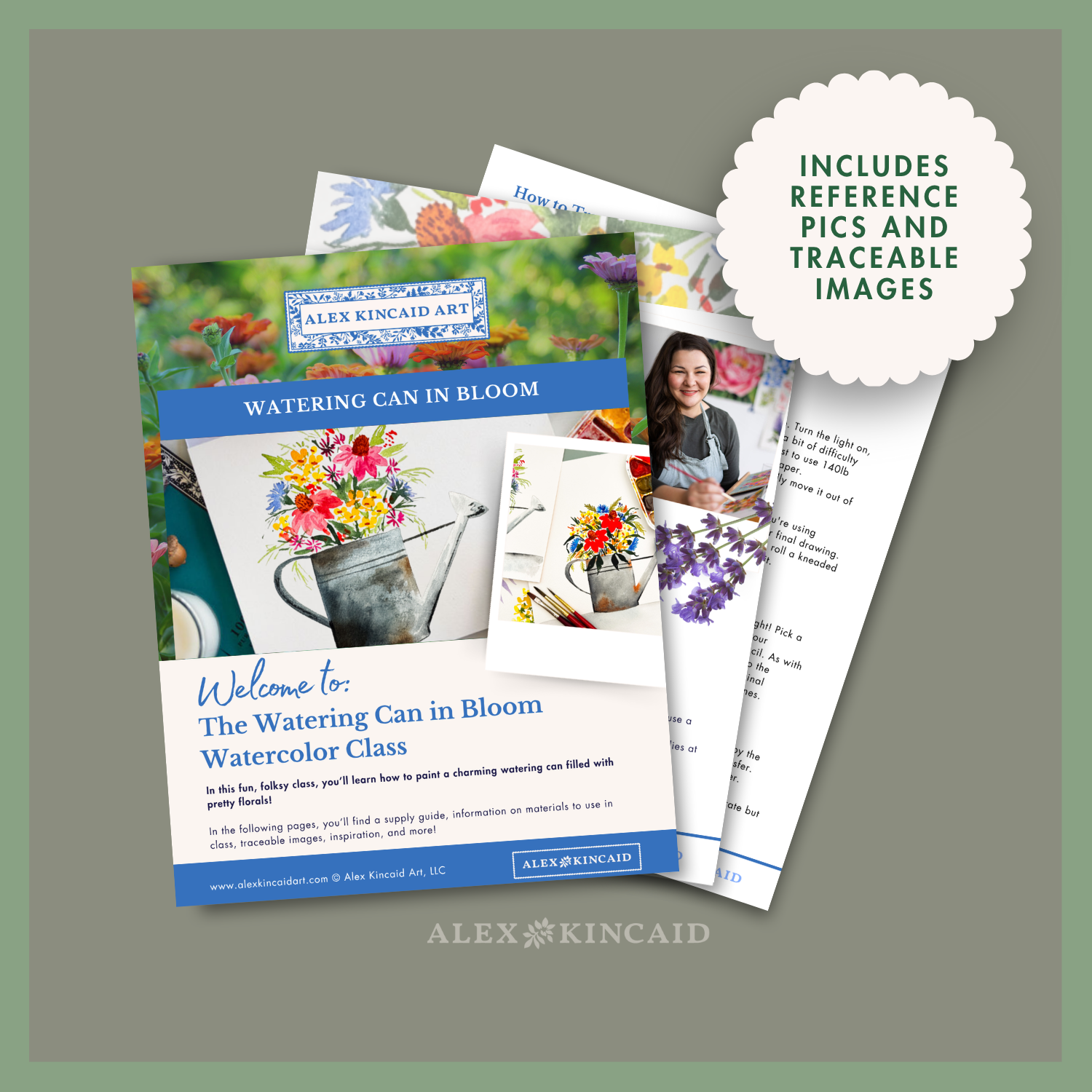 Loose floral watercolor brushstrokes – watering can project