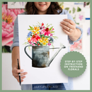 Loose floral watercolor brushstrokes – watering can project