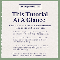 Step-by-step watercolor painting of watering can in bloom