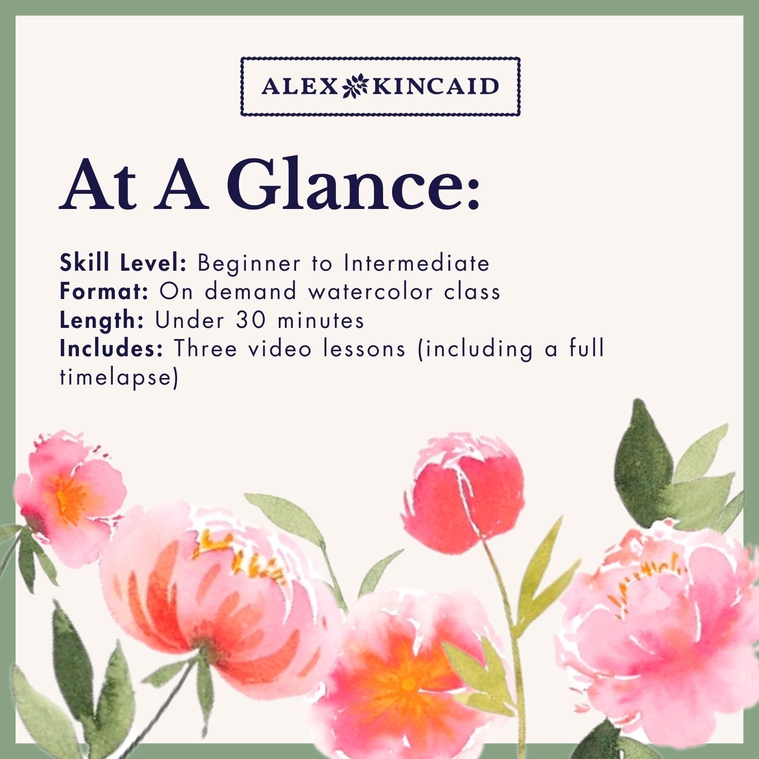 Five Freehand Peonies —  Loose Florals Watercolor Class