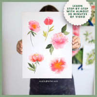 Five Freehand Peonies —  Loose Florals Watercolor Class