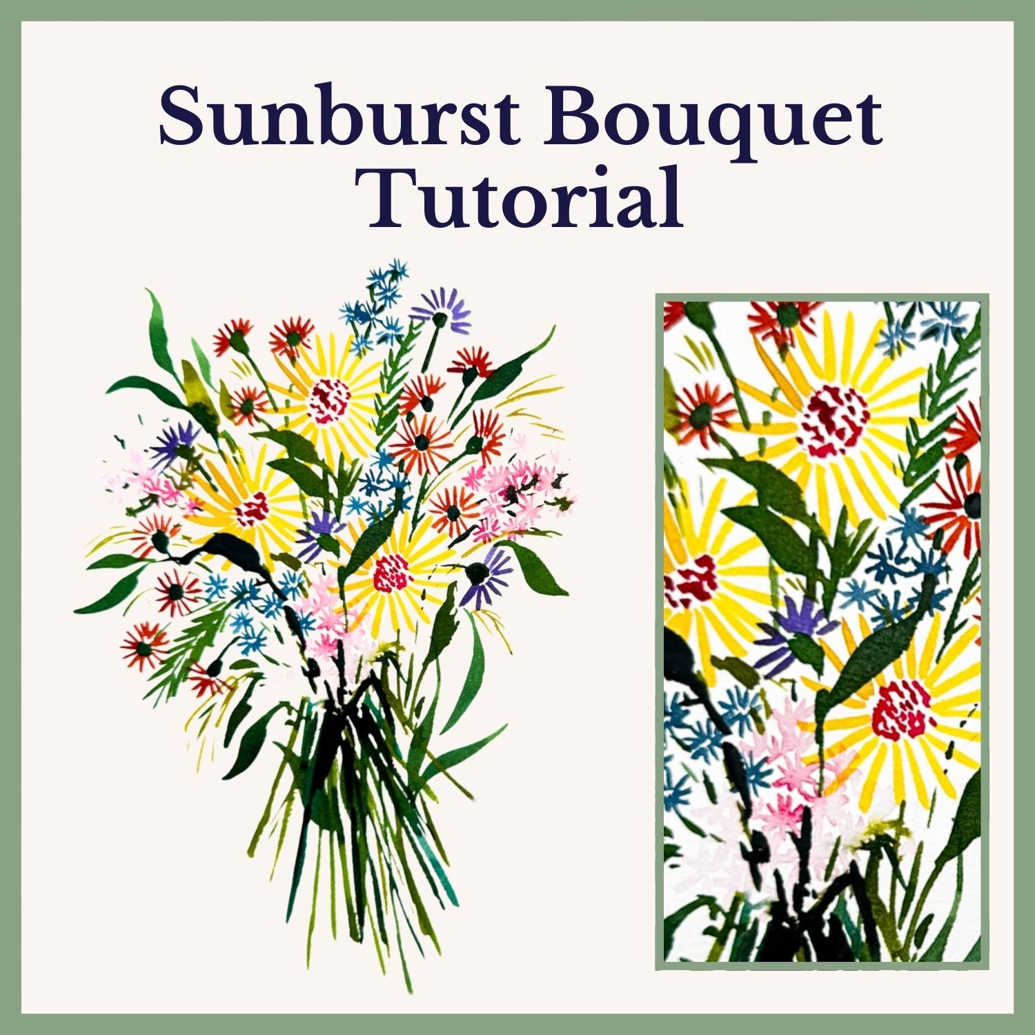 Simple Sunburst Floral Bouquet Project — Watercolor Class