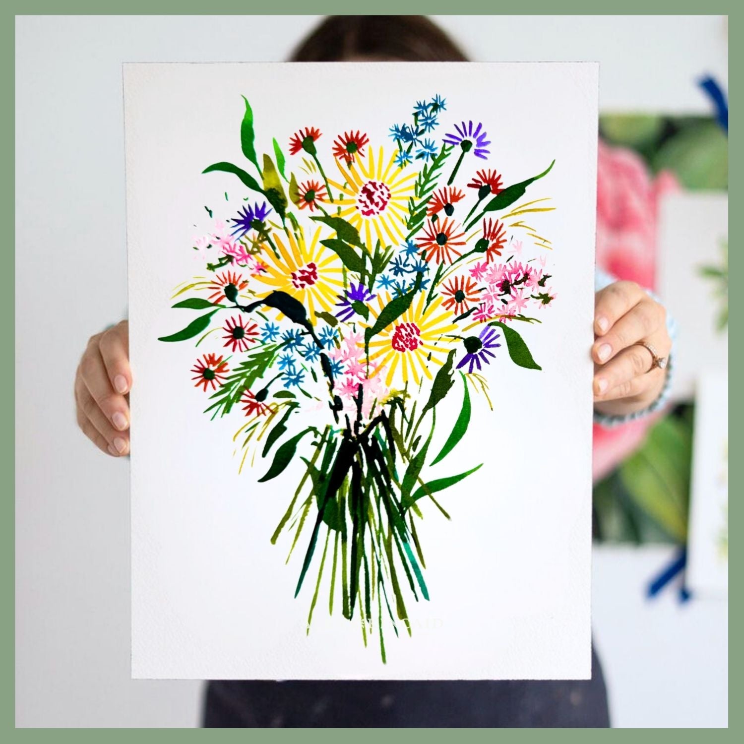 Simple Sunburst Floral Bouquet Project — Watercolor Class