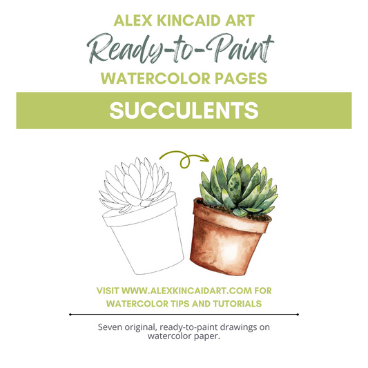 Ready-to-Paint Watercolor Pages: Succulents