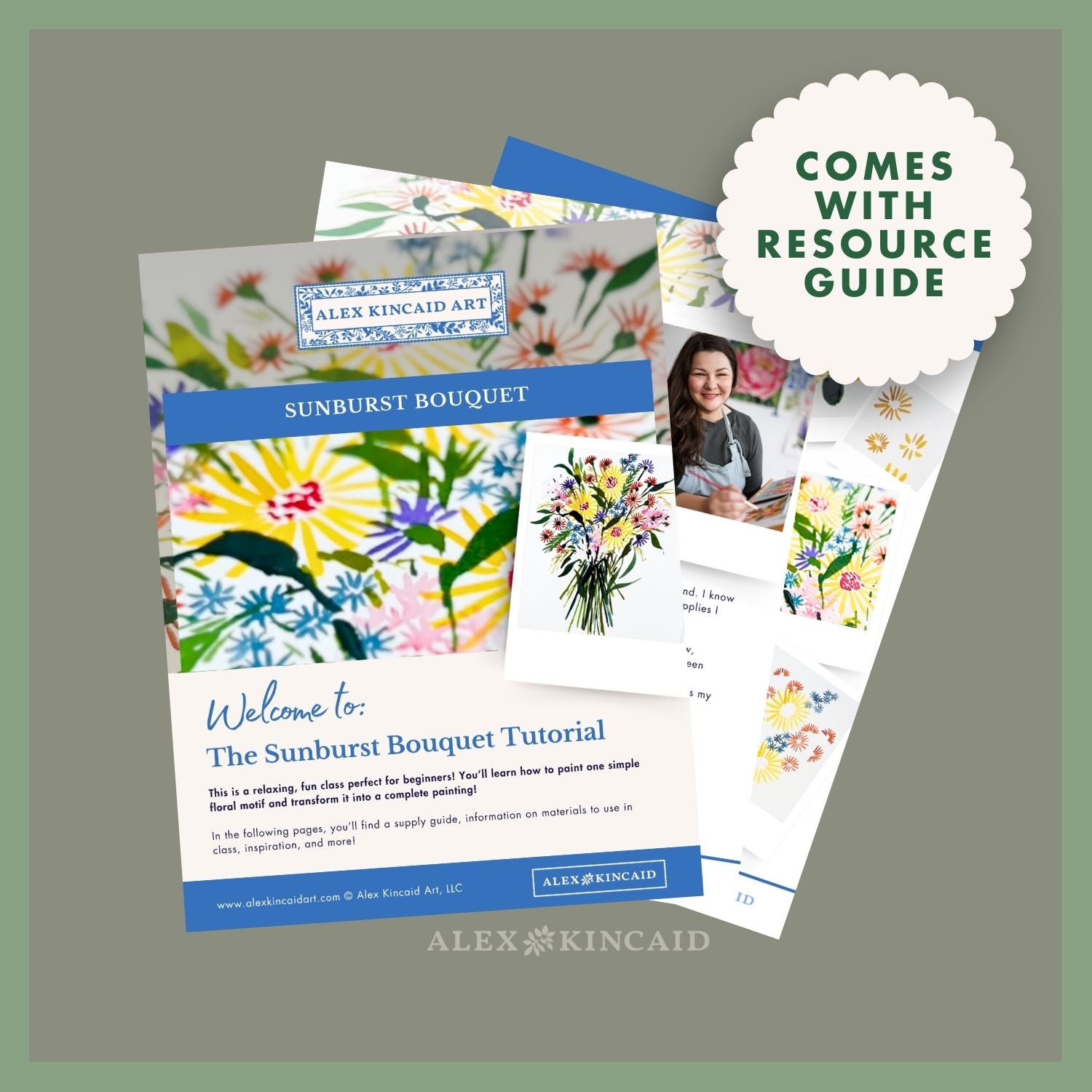 Simple Sunburst Floral Bouquet Project — Watercolor Class