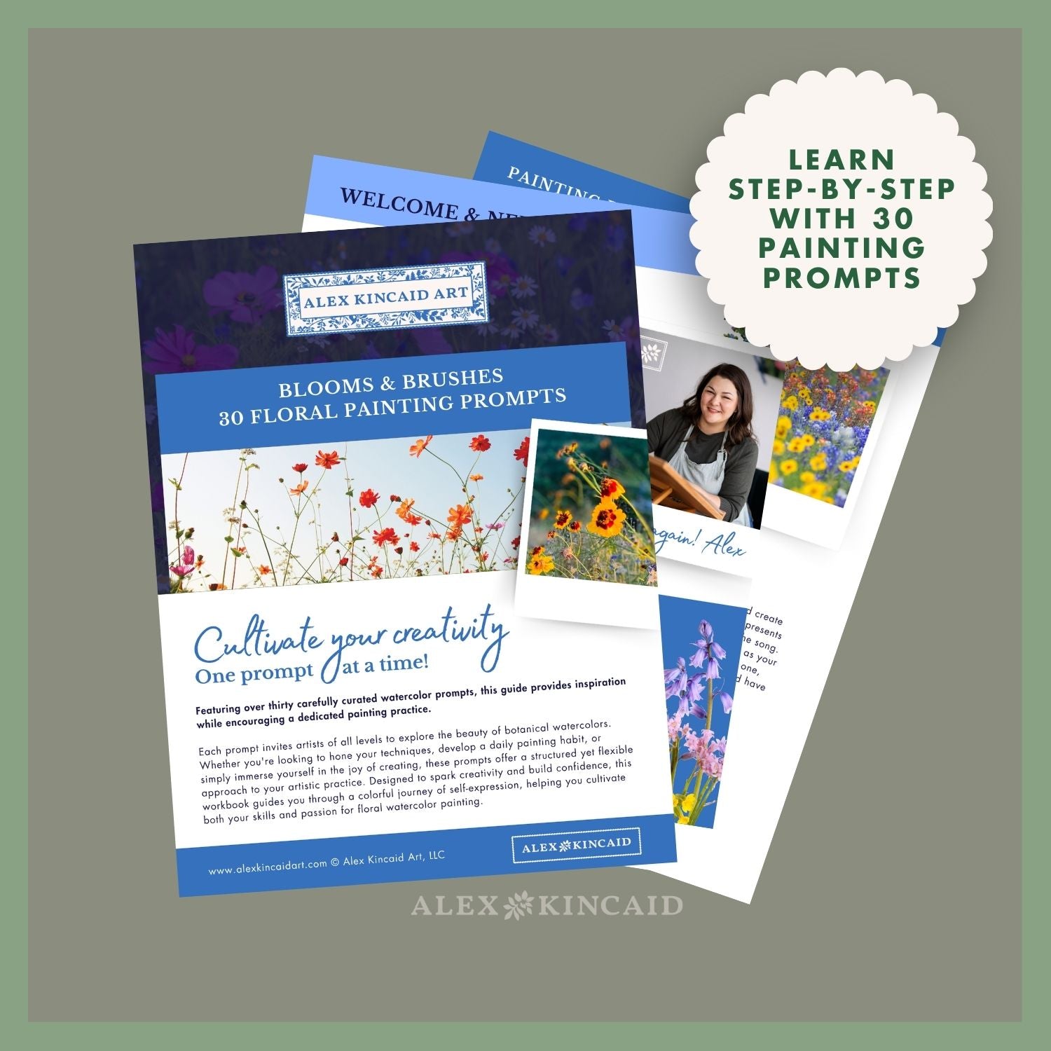 Blooms & Brushes: 30 Floral Watercolor Painting Prompts PDF