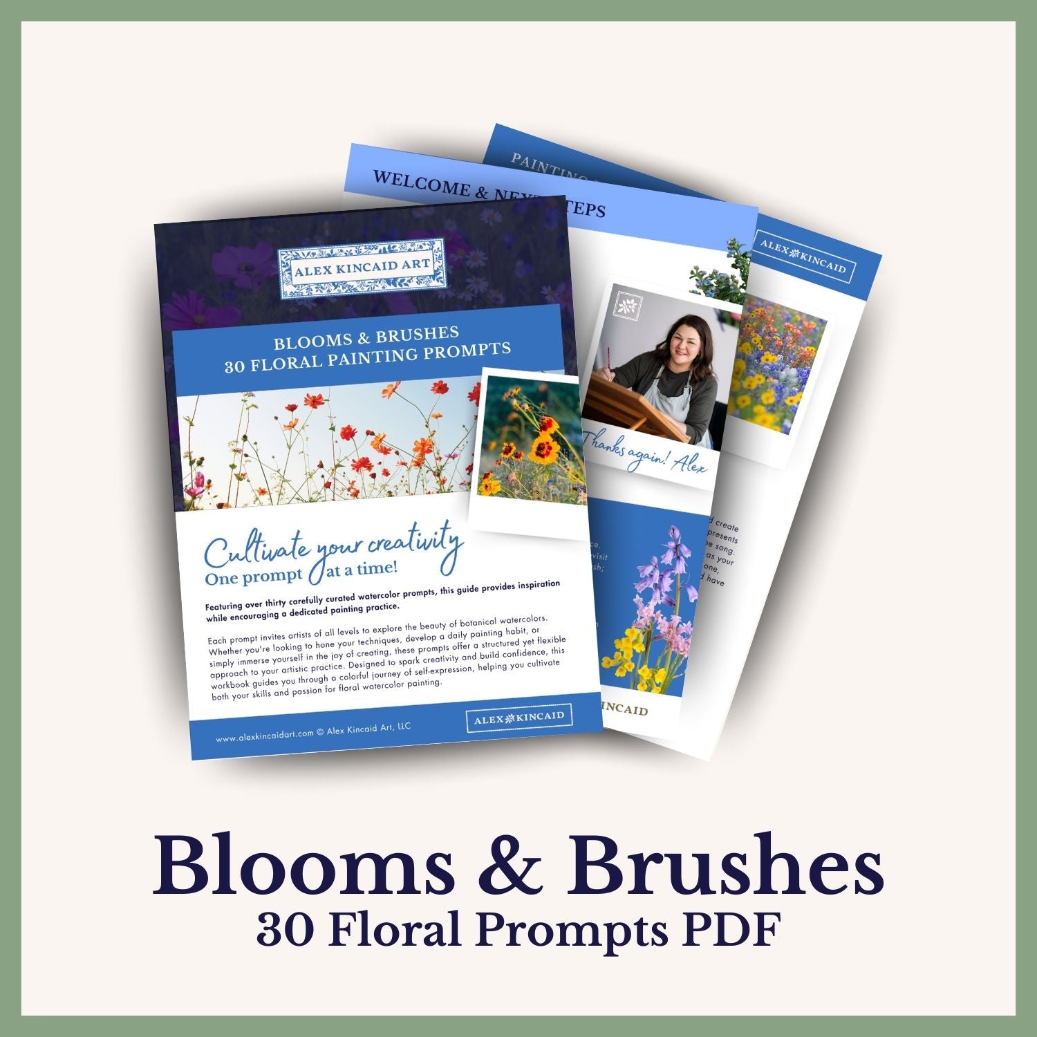 Blooms & Brushes: 30 Floral Watercolor Painting Prompts PDF