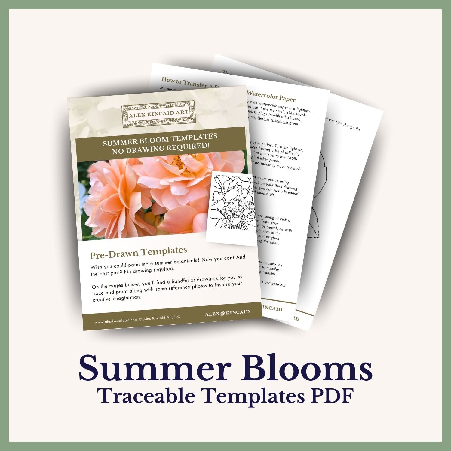 Summer Blooms: Watercolor Traceable Images Pack PDF