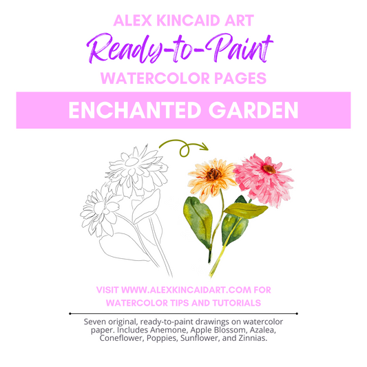 Ready-to-Paint Watercolor Pages: Enchanted Garden