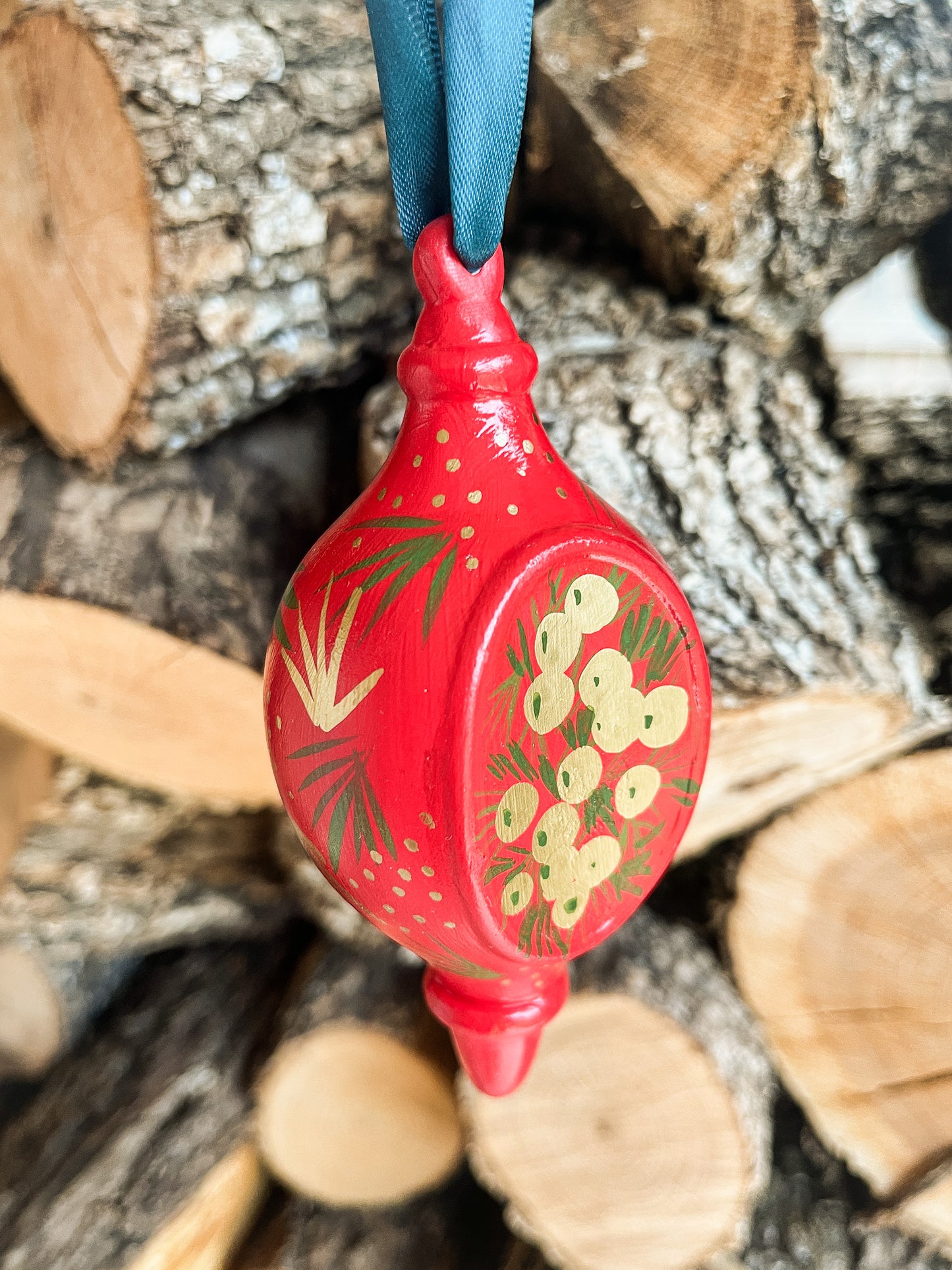 Classic Christmas (Red) | Tear-drop 2023 Hand-Painted Christmas Ornaments