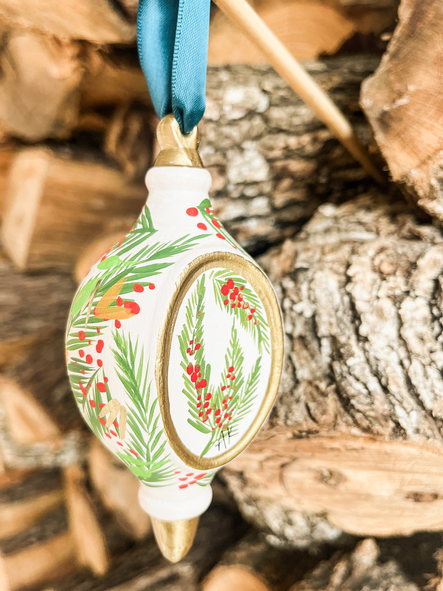 Classic Christmas (White)| Tear-drop 2023 Hand-Painted Christmas Ornaments