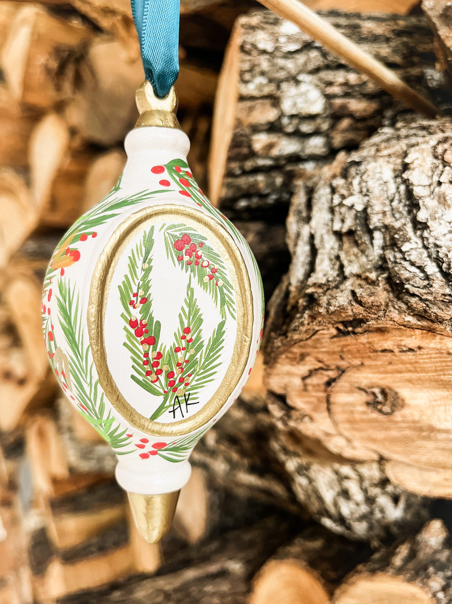 Classic Christmas (White)| Tear-drop 2023 Hand-Painted Christmas Ornaments