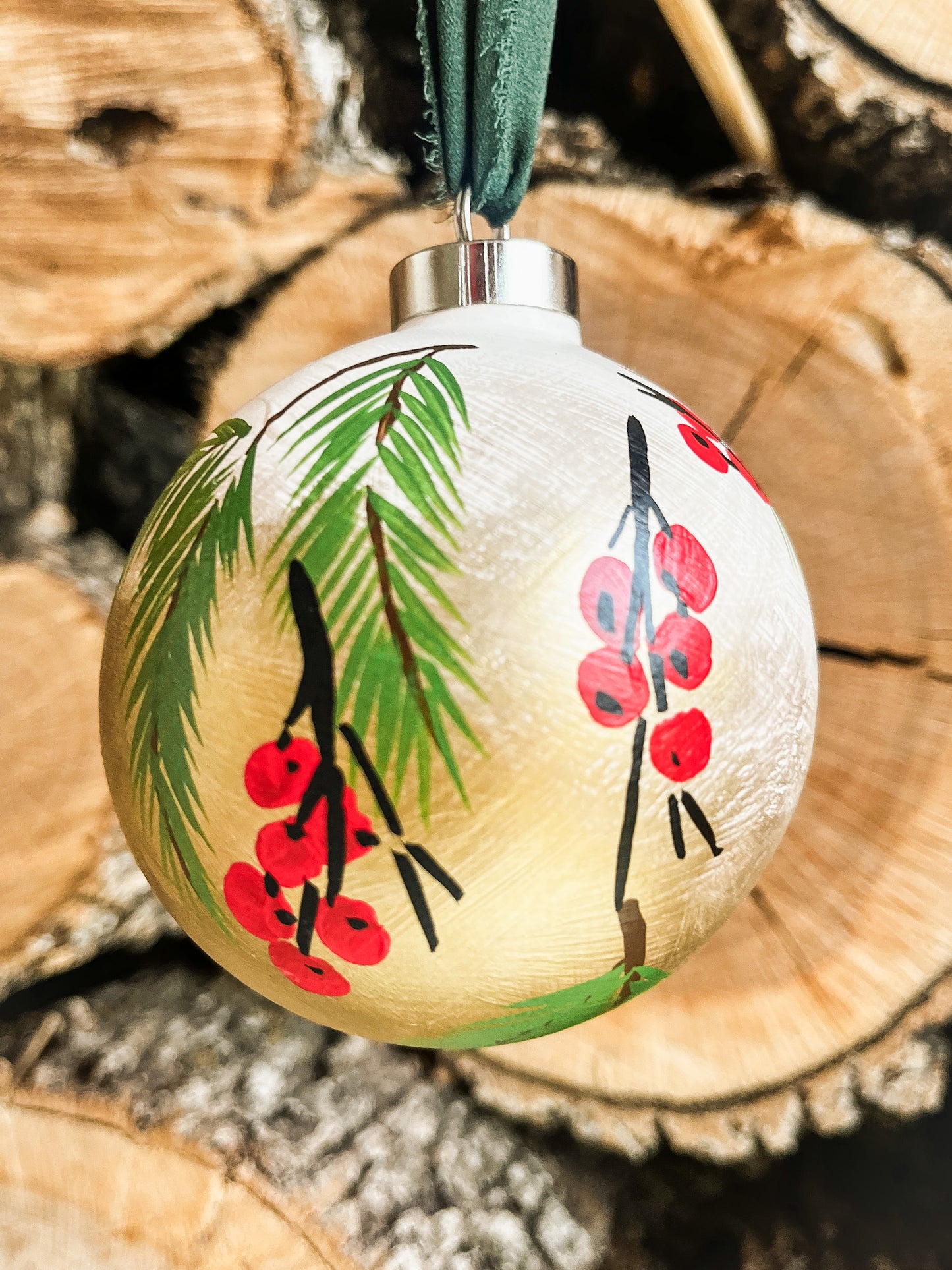 Classic Christmas (White)| Globe 2023 Hand-Painted Christmas Ornaments