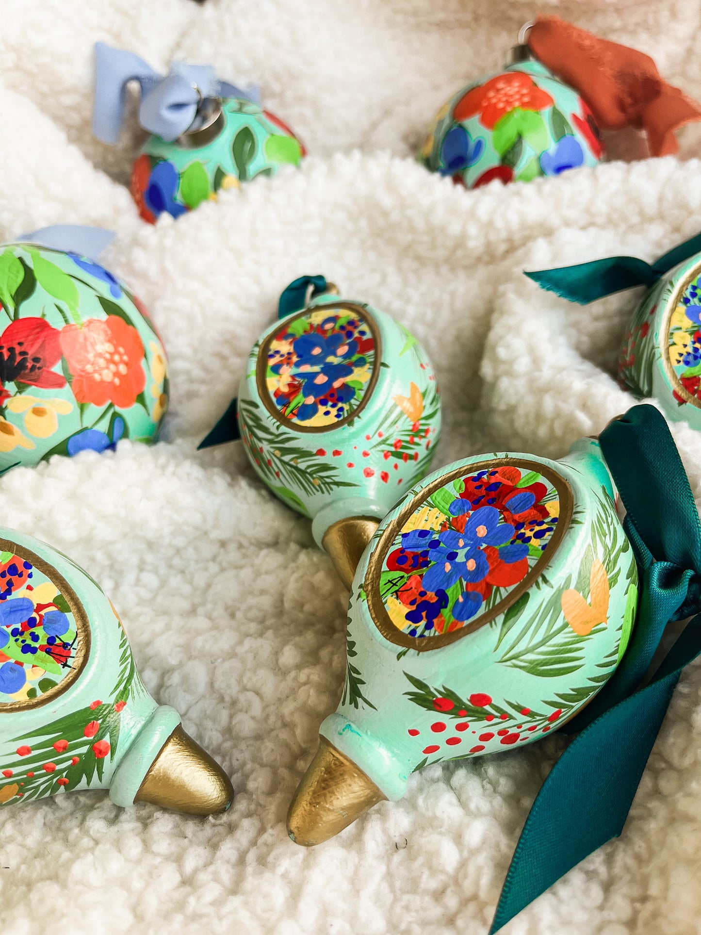Christmas Candy | Tear-drop 2023 Hand-Painted Christmas Ornaments