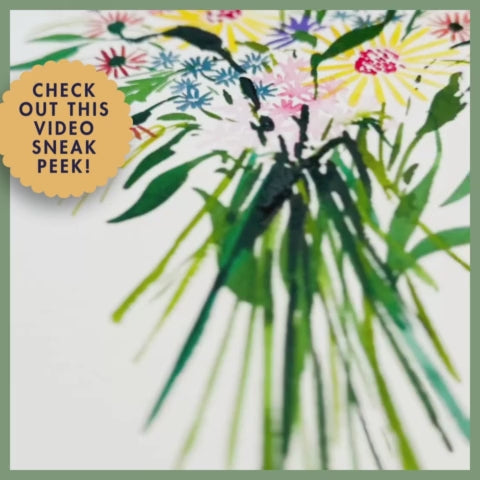 Simple Sunburst Floral Bouquet Project — Watercolor Class