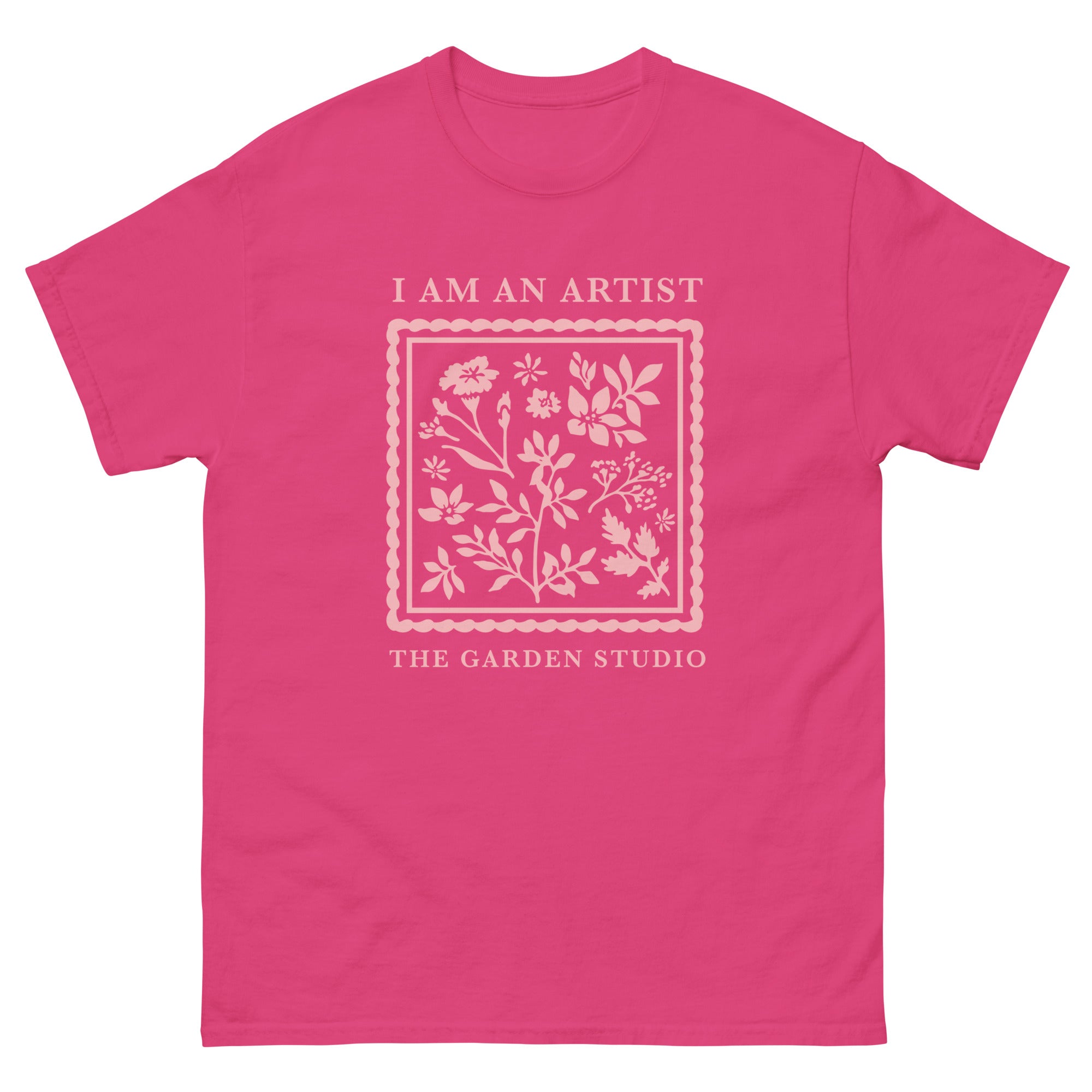 "I Am An Artist" Classic Fit T-Shirt | Heliconia w/ Pink Design