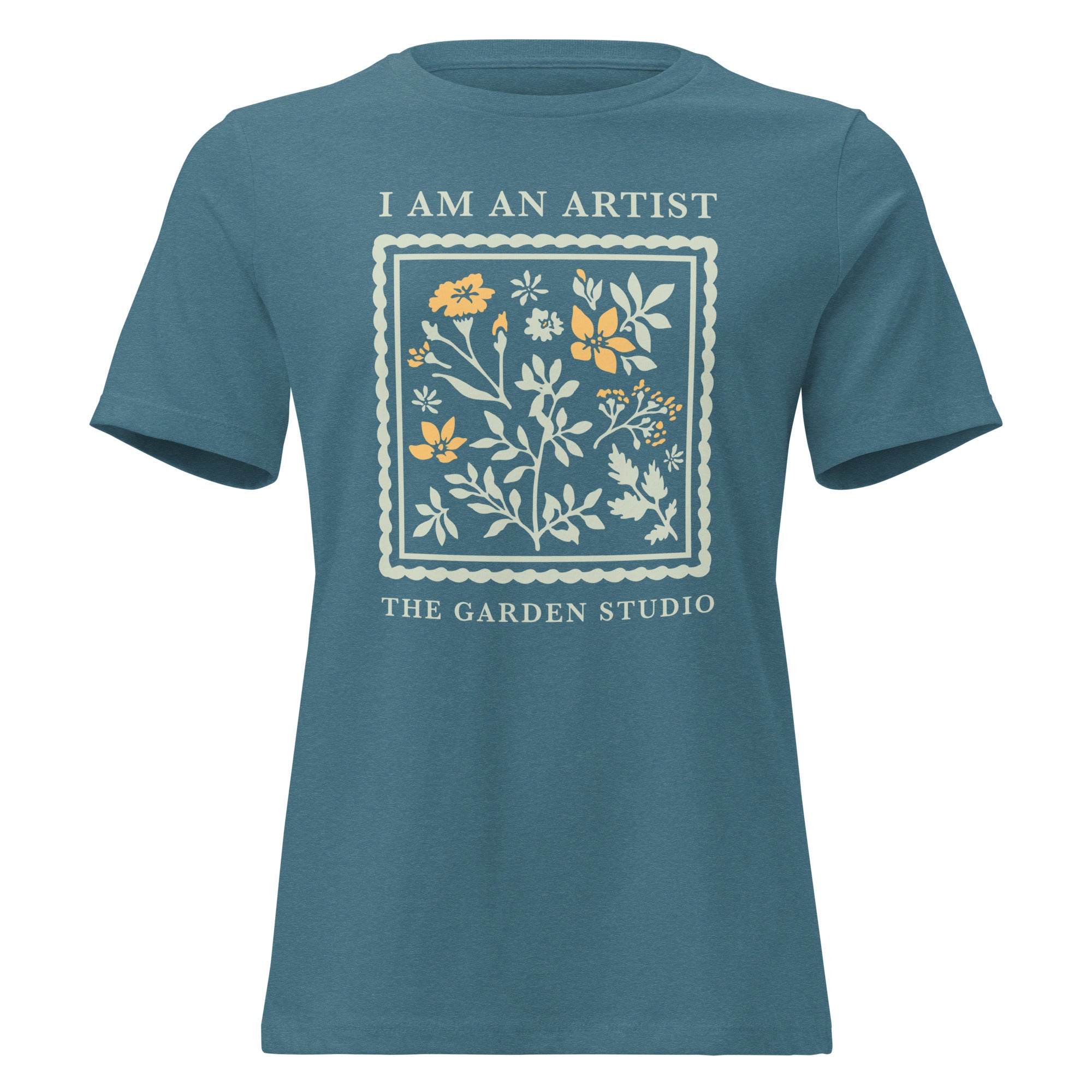 "I Am An Artist" Women's Relaxed Fit T-Shirt | Heather Deep Teal w/ Mint Design | Annual Gift