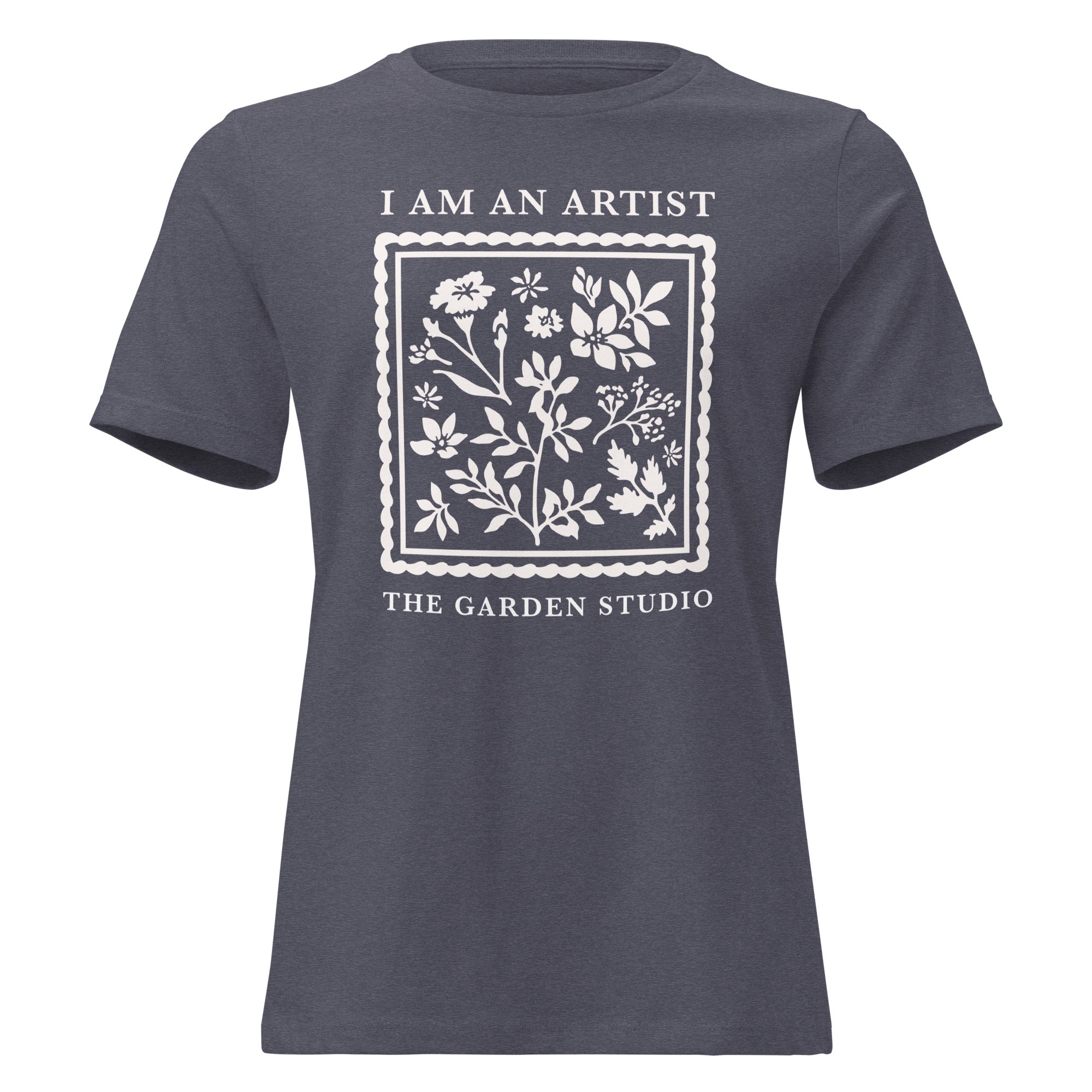 "I Am An Artist" Women's Relaxed Fit T-Shirt | Heather Navy w/ Cream Design | Annual Gift