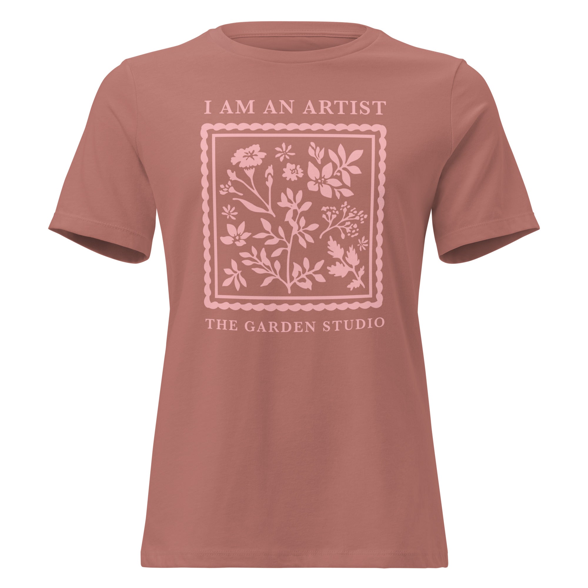 "I Am An Artist" Women's Relaxed Fit T-Shirt | Mauve w/ Pink Design | Annual Gift