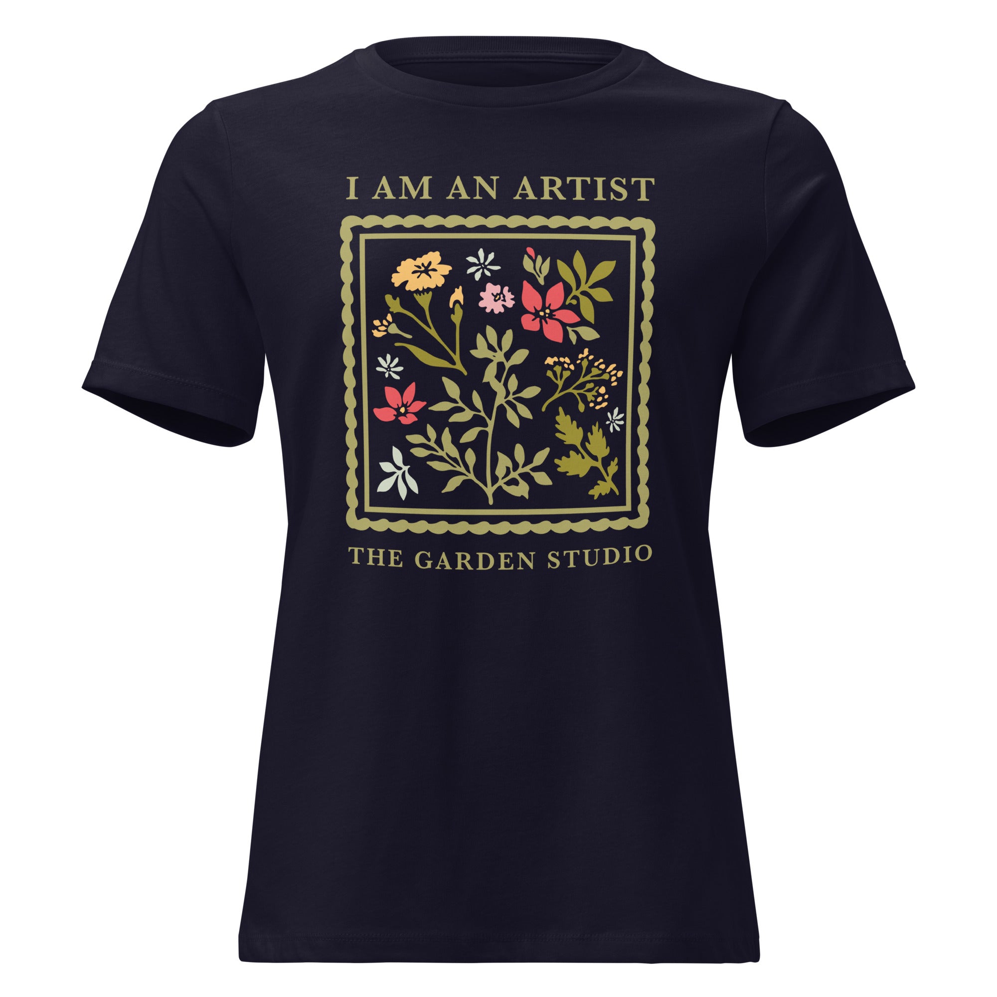 "I Am An Artist" Women's Relaxed Fit T-Shirt | Navy w/ Multicolored Design | Annual Gift