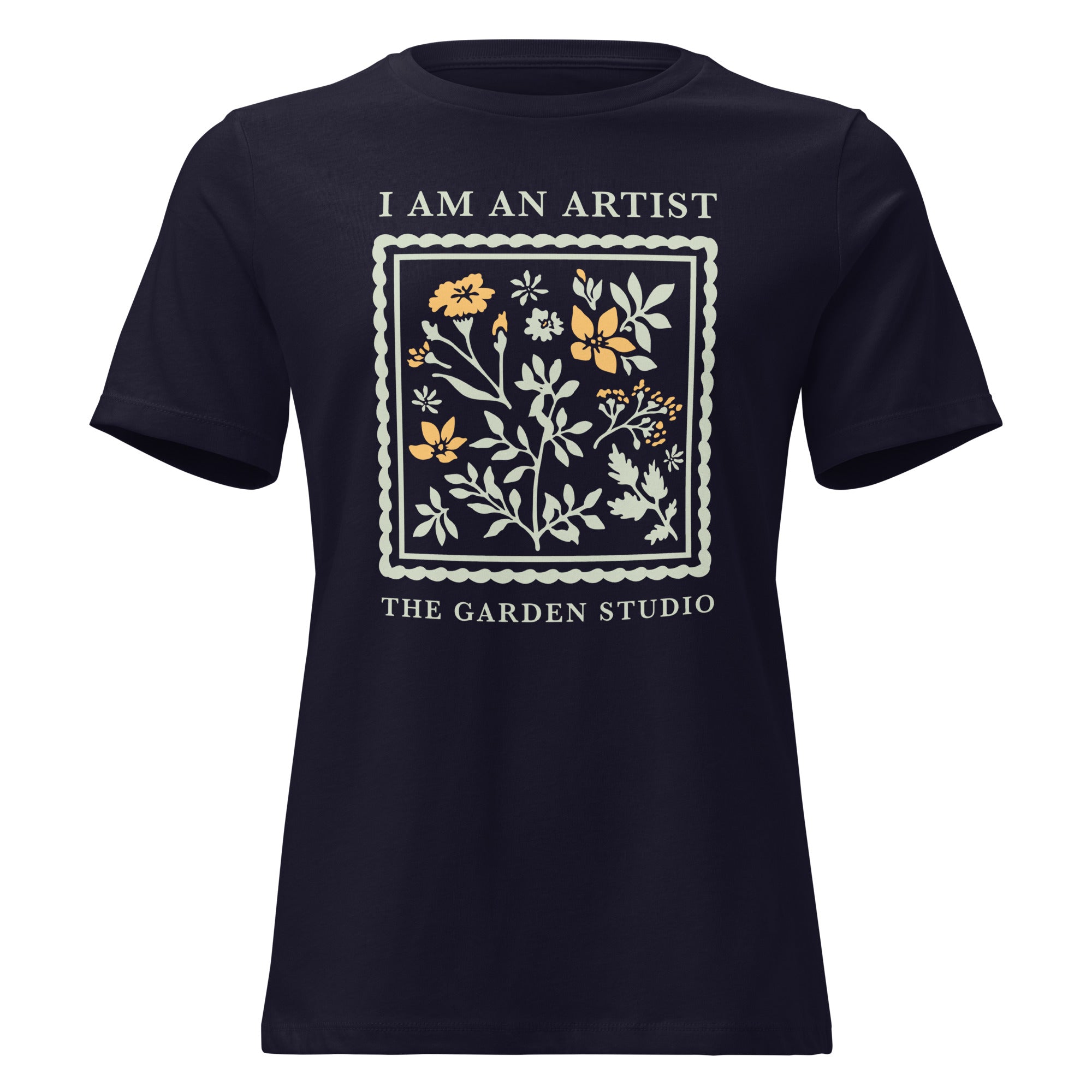 "I Am An Artist" Women's Relaxed Fit T-Shirt | Navy w/ Mint Design | Annual Gift