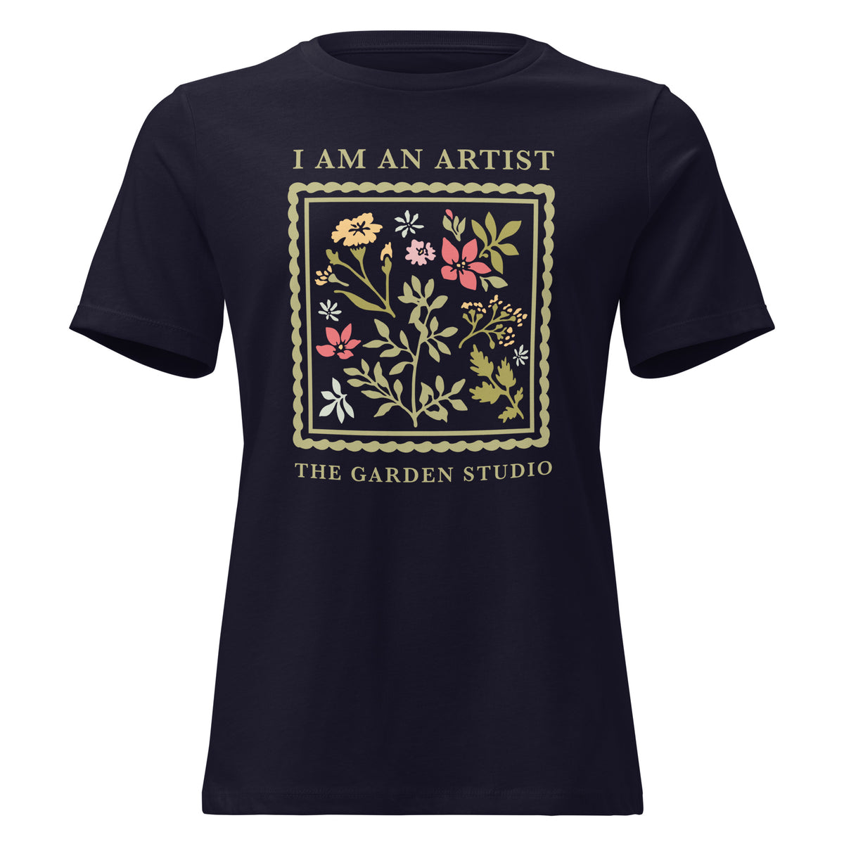 "I Am An Artist" Women's Relaxed Fit T-Shirt | Navy w/ Multicolored Design