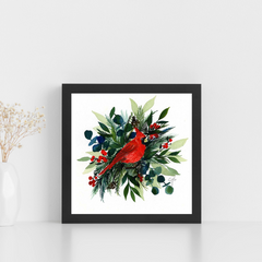 Cardinal in Winter Greenery