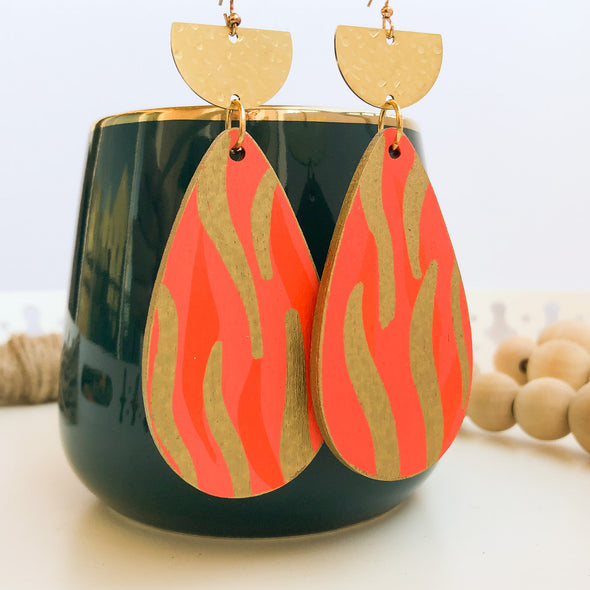 Zebra Coral Drops: Hand-Painted Earrings