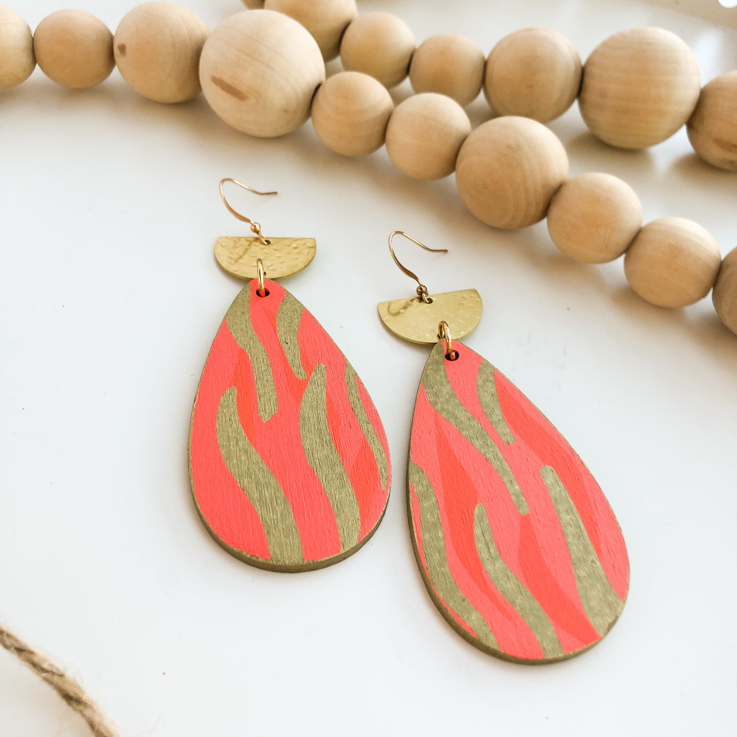 Zebra Coral Drops: Hand-Painted Earrings