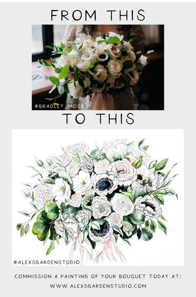 Custom Wedding Bouquet Watercolor Painting